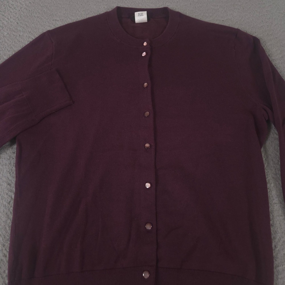 VINTAGE J.Crew Sweater Womens M Burgundy Cotton Jackie Cardigan Button Front 00s